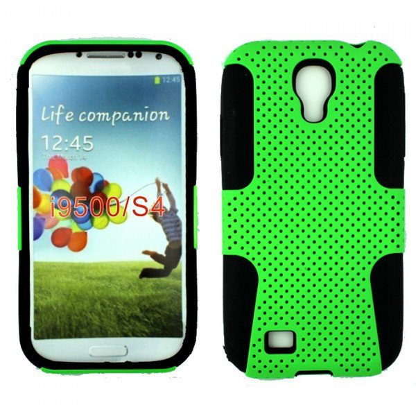 Wholesale Samsung Galaxy S4 Mesh Hybrid Case (Green-Black)